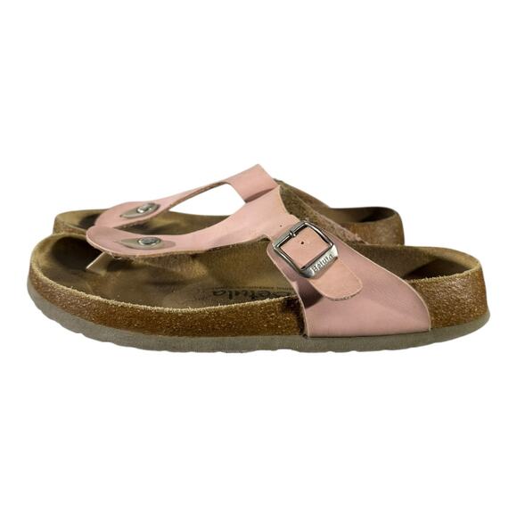 Birkenstock Gizeh Sandal Thong Pink Rose Gold EU 40 Leather Metallic Cork US 9 - Picture 4 of 9